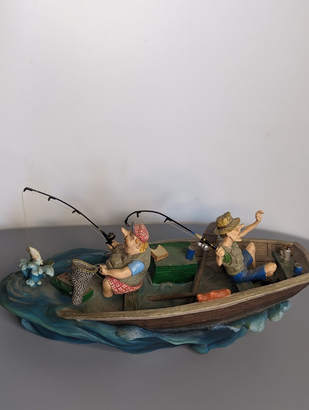 Ducks Unlimited Large Fishing Boat Figurine Detailed Wildlife Cabin Decor Piece